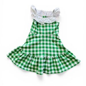 Janie and Jack Green Gingham Eyelet Ruffle Ponte Dress Toddler Size 4